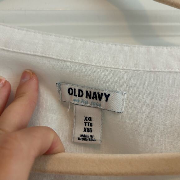 Old Navy Women’s Linen Blend Poppy to Bright White Button Down Shirt XXL - Picture 4 of 9